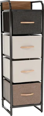 Obrázok produktu pre Kondela Komoda s látkovými boxami Hazel Typ 1 - čierna / béžová / hnedá