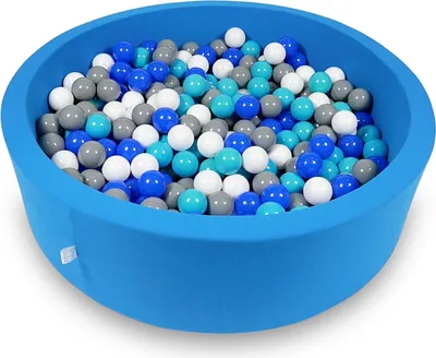 Produktbild von Trockenbecken 110x30cm blau mit 400 Bällen: türkis, blau, weiß, grau