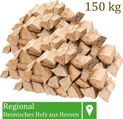 Produktbild von Brennholz Kaminholz Holz Eiche 150 kg Für Ofen und Kamin Kaminofen Feuerschale Grill Feuerholz Holzscheite Wood 25 cm kammergetrocknet flameup