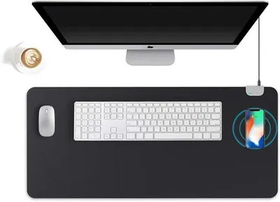 Produktbild von Große Büromatte aus wasserdichtem Kunstleder, schwarz, 90x425cm, Antirutsch