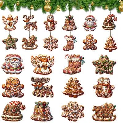 24 Holz-Weihnachtsanhänger, 7 cm, für DIY-Adventskalender