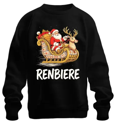 Obrázok produktu pre Renbiere Father Christmas Sleigh Reindeer Christmas Father Christmas Uni mikina, čierna, L