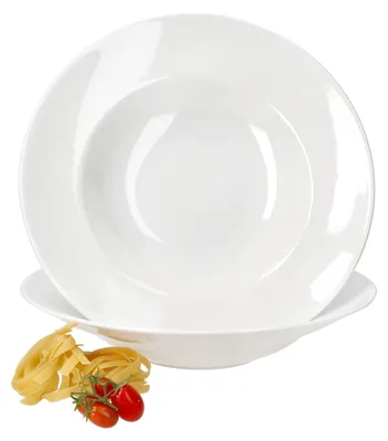 Image de 2 assiettes à pâtes Bianco Ø30cm en porcelaine Assiette à pâtes blanche Assiette creuse