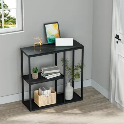 Produktbild von Konsolentisch 3 Ebenen 80 x 30 x 80 cm Schwarz Industriell