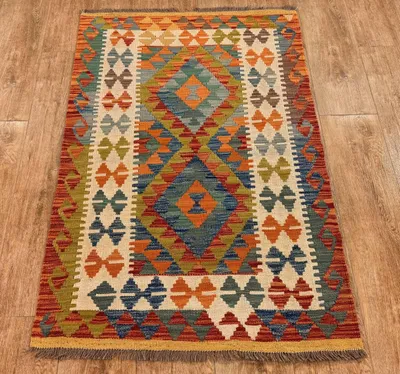 Produktbild von Teppich KELIM ORIGINAL | Farbe: Multi; Größe: 83x131 cm | strapazierfähig und leicht zu reinigen | Wohnzimmer | Schlafzimmer