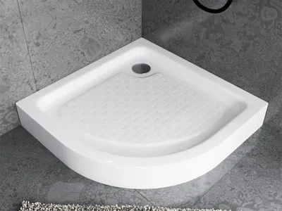 Image de ECOLAM Receveur de douche Semi-circulaire Ben 90x90 x 15 cm avec surface antidérapante | profondeur 5 cm | siphon extra plat