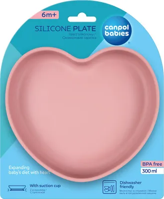 Produktbild von Canpol Silikon Esslernteller mit Saugnapf in Rosa, Herzform, 300ml, für Babys ab 6 Monaten