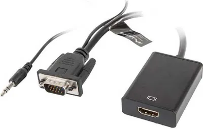 Image de Lanberg AD-0021-BK VGA HDMI Noir Adaptateur/interface de câble (AD-0021-BK)