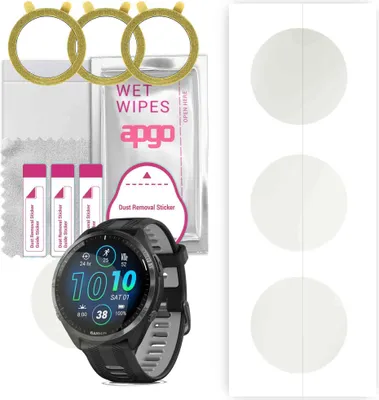 Produktbild von apgo 3 Stück Schutzfolie, Matt, kompatibel mit Garmin Forerunner 965 Smartwatch, Hydrogel Displayschutzfolie mit Positionierhilfe, Displayfolie, robust und kratzfest