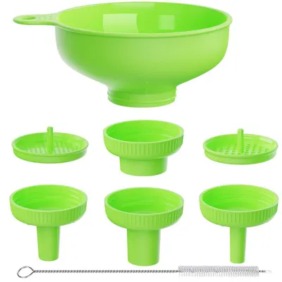 Produktbild von Küchentrichter Set mit 5 Ausläufen, Lebensmittelqualität Kunststoff, BPA-frei, Grün