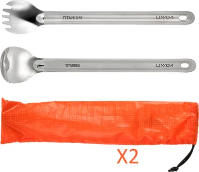 Produktbild von Lixada Ultralight Titan Langgriffl?ffel und Spork Besteck Set Tragbarer Essl?ffel im Freien Besteck Camping Rucksack Picknick