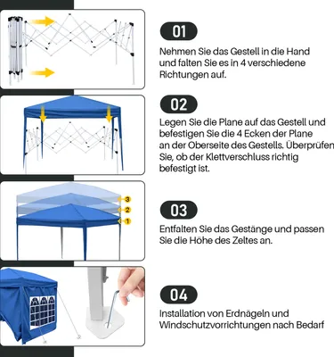 Image de TolleTour 3 x 3m Pavillon Pop Up Tente de jardin pliante, Avec lumière LED solaire avec côtés Protection UV 50+ Pavillons Tentes de réception Tente de réception pour camping jardin mariage plage Gris