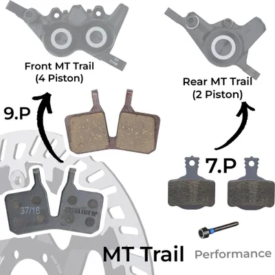 Produktbild von Magura MT Original Fahrrad MTB Bremsbeläge Trail MT Set 9.P+7.P Performance Grau