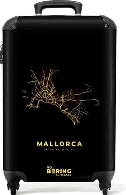 Obrázek produktu pro NoBoringSuitcases.com® Kufry Příruční kufr na kolečkách Příruční kufr na kolečkách Malý kufr na 4 kolečkách - Mallorca - Gold - City map - Map - Map - Cabin Size < 55x40x23 cm & 55x40x20 cm - Foto kufr - Cabin suitcase - Board luggagePříruční kufr 55x35x20 cm, 36L,
