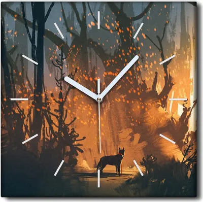 Produktbild von Coloray Uhr auf Leinwand 30x30 cm Wand Uhr Dekoration Wohnzimmer Segeltuch weiße Zeiger -Hundewaldlicht