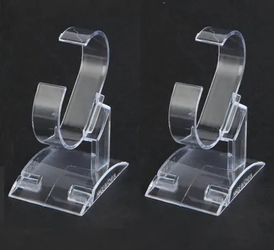 Immagine prodotto di 2 pezzi espositori per orologi [8,5x6,3x4,5cm] - Espositore per orologi da polso in plastica, portaorologio in acrilico trasparente per orologio o braccialetto, espositore per orologi, porta braccialetto, espositore per orologi