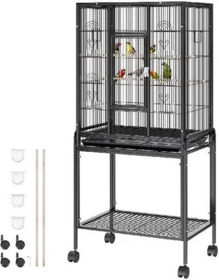 Produktbild von Famanu Vogelkäfig - Große Flugvoliere mit Rollen - 61x43x137cm
