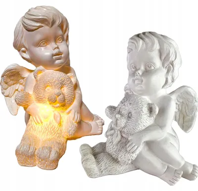 Image de Figurine Petit Ange Blanc Décoratif LED avec Ours