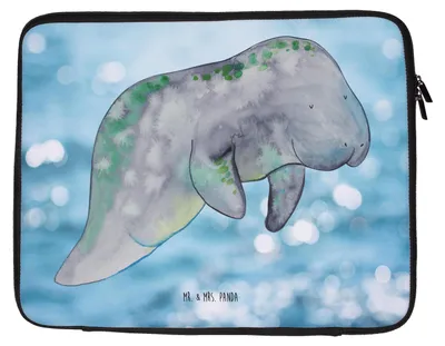 Produktbild von Mr. & Mrs. Panda Laptop Tasche Seekuh Chillen 33 x 42 cm - Oceanblue - Geschenk, Essen, Meer, Laptophülle, Schutzhülle, Süßigkeiten, Sleeve, Zucker, Hülle, Abnehmen