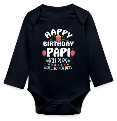 Produktbild von Spreadshirt Geburtstag Papa Ich Pups Ein Lied Für Dich Tages Baby Body Langarm, 74 (6-9 M.), Navy