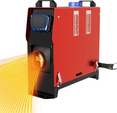 Produktbild von NAIZY 12V Diesel-Lüfterheizer Standheizung mit Schalldämpfer, Fernbedienung und LCD Monitor – Heizgerät für Camping, Werkstatt, Lager, Innenräume, Boote & Maschinen, Rot – Stil A