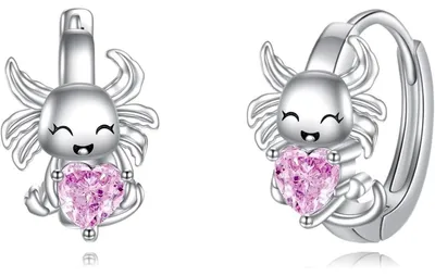 Image de Boucles d'oreilles créoles en argent sterling 925 avec zircone rose, pour femmes, filles et enfants, motif animal