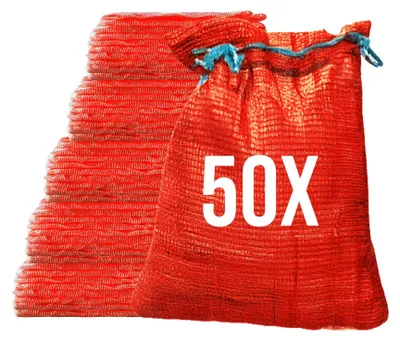 Produktbild von Bazko 50x Raschelsäcke 42x60 cm 15 kg | rot | Netzsäcke mit Zugband