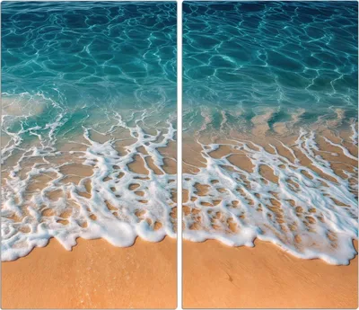 Produktbild von Spritzschutz Herdabdeckplatte Schneidebrett aus Glas Strand und Wellen 2-Teilig (60x52cm)