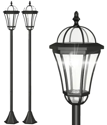 Image de Lampadaires solaires, plastique résistant aux intempéries, 18,5 x 18,5 x 129 cm, adaptés à une utilisation en extérieur, batterie rechargeable, moins de 60 lumens