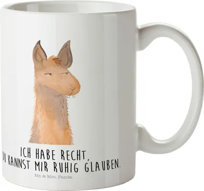 Produktbild von Mr. & Mrs. Panda Mehrwegbecher Lamakopf Genervt - Weiß - Geschenk, Azubi, Lamas, Freundin, Büro, Plastikbecher, Lama, Kindertasse, Trinklernbecher, Chef, Pott