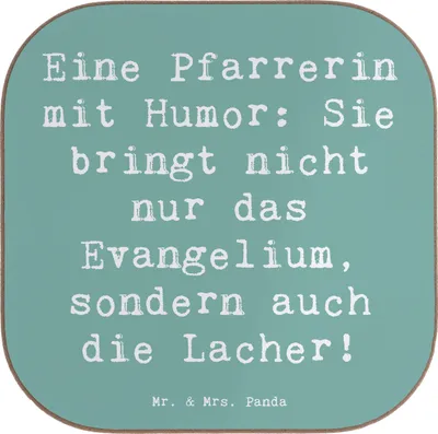 Produktbild von Mr. & Mrs. Panda Untersetzer für Gläser Spruch Humorvolle Pfarrerin - Meeresbrise - Geschenk, Geschenke mit Herz, Berufspassion, Kaffeeuntersetzer, Berufsprodukte, Beruf