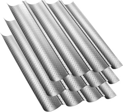 Productafbeelding van Set van 3 Baguette Bakvormen, 38 x 33 cm, Antiaanbak Bakplaat voor Brood, Ideaal voor Versgebakken Baguettes en Broodaccessoires