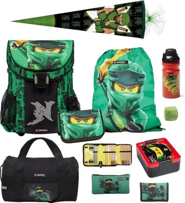 Produktbild von Lego Ninjago Schulranzen Set EASY GOLDEN POWER 10-teilig mit Sporttasche und Ninja Schultüte 85cm (2024)