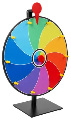Produktbild von Relaxdays Glücksrad zum Drehen, 30 cm, Drehrad Tisch, 10 Slots, beschreibbar & abwischbar, Gewinnrad, PVC & Eisen, bunt