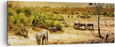 Produktbild von Bild auf Leinwand - Leinwandbild - Safari Tiere - 140x50cm - Wand Bild - Wanddeko - Wandbilder - Leinwanddruck - Bilder - Kunstdruck - Wanddekoration - Leinwand bilder - Wandkunst - AB140x50-3880