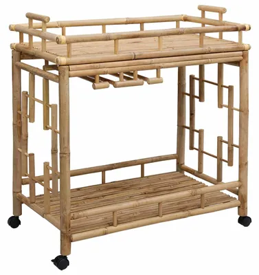 Immagine prodotto di vidaXL Carrello portabottiglie con ruote Naturale 85 x 50 x 93 cm Bambù
