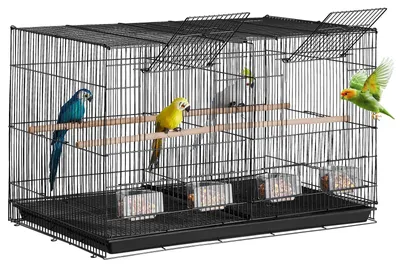 Productafbeelding van VEVOR Vogelkooi, metalen kooi voor kleine papegaaien, kanaries, parkieten, valkparkieten, vinken, grasparkieten, conures, vogelhuis