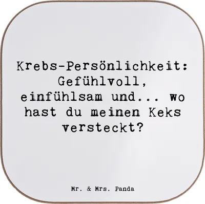 Produktbild von Mr. & Mrs. Panda Tischschoner Spruch Krebs Gefühlswelt - Weiß - Geschenk, Tassenuntersetzer, Einfühlungsvermögen, gläseruntersetzer, Geschenke Astrologie, Sternzeichen