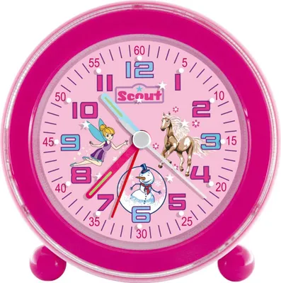 Produktbild von Scout Mädchen-Wecker Elfe Pferd Schneemann Pink Analog Quarz 280001038