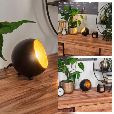 Produktbild von Piancogno »Piancogno« moderne Nachttischlampe aus Metall in Schwarz/Goldfarben