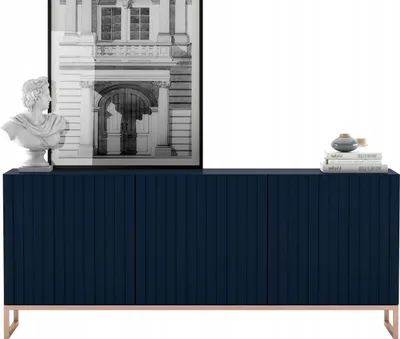Produktbild von Glamour Kommode TV Marineblau matt Elpis 3D Modern Lindner Möbel 168cm x 36,5cm x 72 cm Farbe: Marineblau matt - Italienische Tiefmattfolie