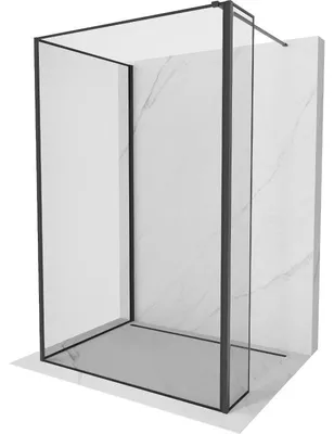 Obrázek produktu pro Mexen Kioto sprchová zástěna Walk-in 110 x 80 x 40 cm, černý rám, černá - 800-110-080-221-70-70-040