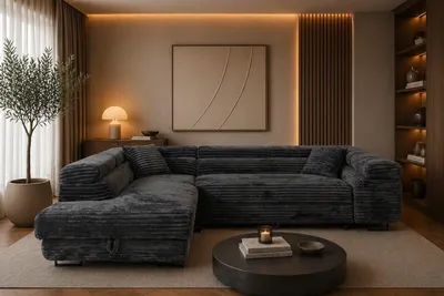 Produktbild von KSHOMECONCEPT Ecksofa SERENA L mit Schlaffunktion und Bettkasten, Links, Grau