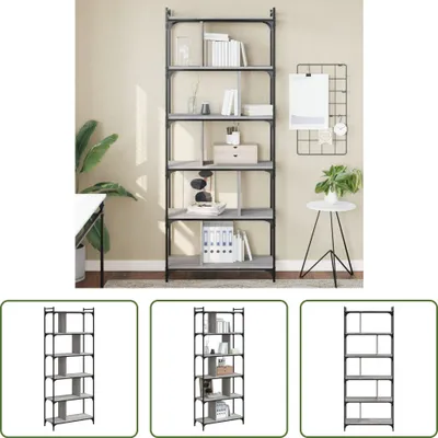 Produktbild von The Living Store Bücherregal 6 Böden Grau Sonoma 76x32x192 cm Holzwerkstoff