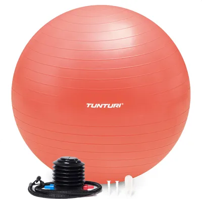 Obrázok produktu pre Tunturi Anti Burst fitness lopta s pumpou - lopta na jogu 75 cm - lopta na pilates - lopta pre tehotné - používateľská hmotnosť 220 kg - vrátane tréningovej aplikácie - ružovo zlatá