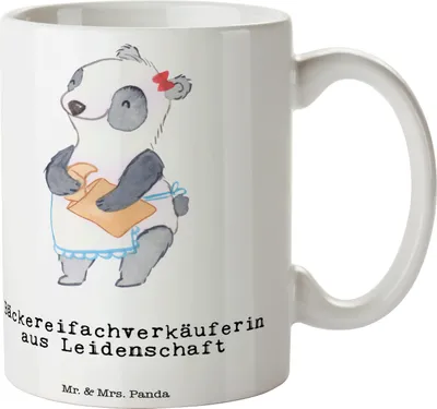 Produktbild von Mr. & Mrs. Panda Kaffeetasse Bäckereifachverkäuferin Leidenschaft - Weiß - Geschenk, Spruch, Bäckerei, Tasse, Keramiktasse, Teetasse, Henkelbecher, Lustig, Beruf, schöne