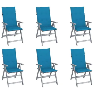 Produktbild von The Living Store Hochlehner Verstellbar 6 Stk. mit Auflagen Massivholz Akazie