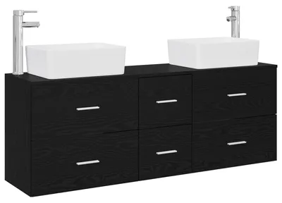 Immagine prodotto di Set di 3 mobili da bagno, colore nero, dimensioni 53 x 34,5 x 63 cm