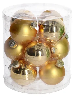 12 goldene Christbaumkugeln, 6 cm Ø, glänzend & matt