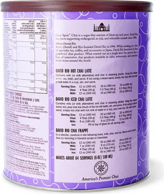 Produktbild von David Rio® Orca Spice Chai (1520g) - Zuckerreduziert mit Koffein - Würziges Erlebnis für Gastronomie - Ideal für Chai-Latte, Getränke mit Schwarztee - Großpackung 1,5 kg - USA